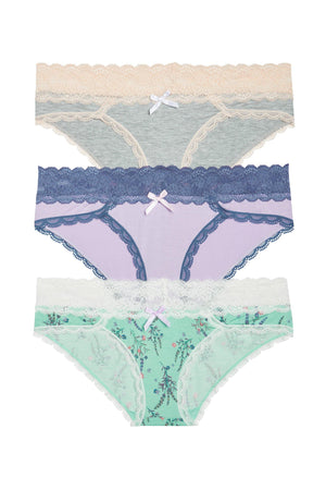 Ahna Hipster 3 Pack - Panty - Heather Grey Seashell/Dreamer/Clearwater Lavender