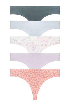 Sandra Thong 5 Pack - Panty - Odyssey/Capri/Zion Tie—Dye/Zion/Soft Coral Floral