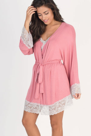 Back to Bed Jersey and Lace Robe-Loungewear-Honeydew Intimates-Doll House-Small-Honeydew Intimates