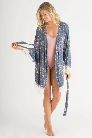 Back to Bed Jersey and Lace Robe - Sleepwear & Loungewear - Summit Ditsy