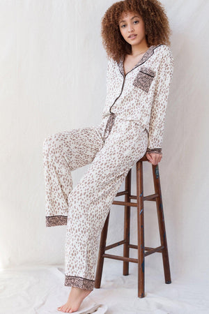 Tucked In Jumpsuit - Sleepwear & Loungewear - Ivory Animal