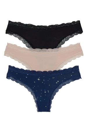 Aiden Thong 3 Pack - Panty - Black/Nude/North Star Twinkle