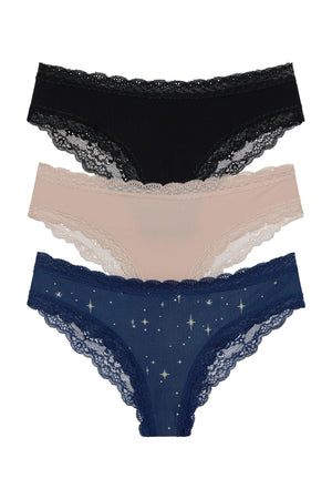 Aiden Hipster 3 Pack - Panty - Black/Nude/North Star Twinkle