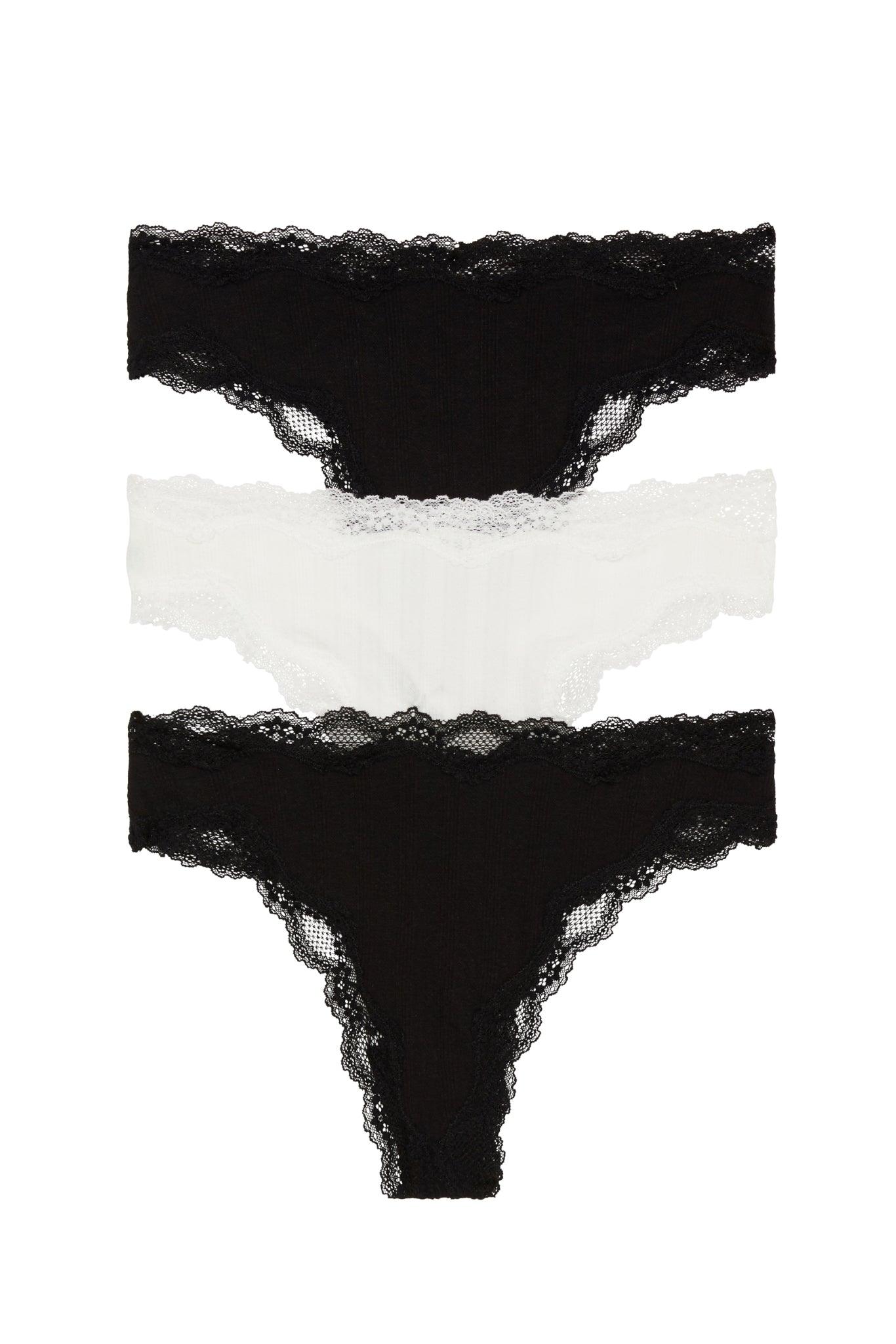 Lorelai Hi-Cut Thong 3 Pack - - Black/White/Black