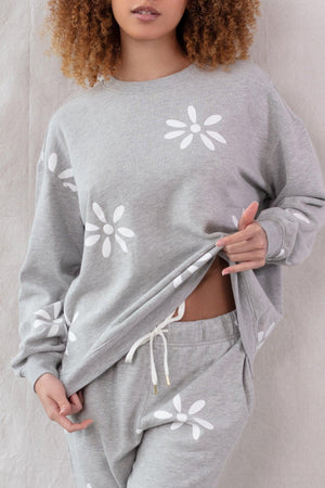 No Plans Sweatshirt - Sleepwear & Loungewear - Heather Grey Floral